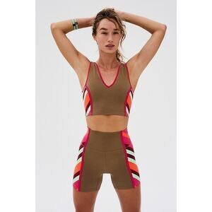 New FREE PEOPLE MOVEMENT Never Better Colorblock Bike Shorts $58 LARGE Moonrock